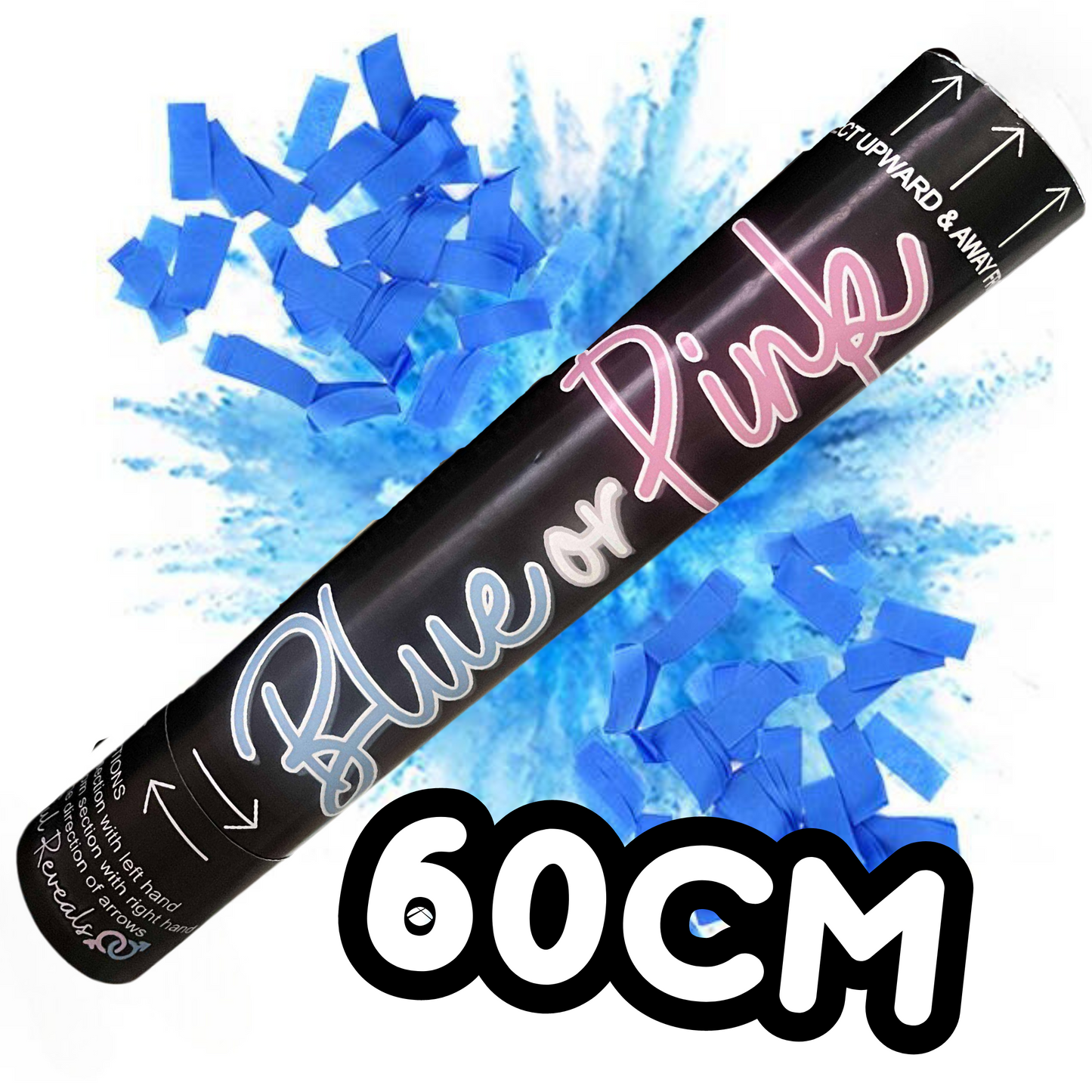 60cm Jumbo "It's a Boy!" Gender Reveal Party Popper Cannon – Extra Large Blue Smoke, Powder & Confetti Explosion for Baby Boy Reveal