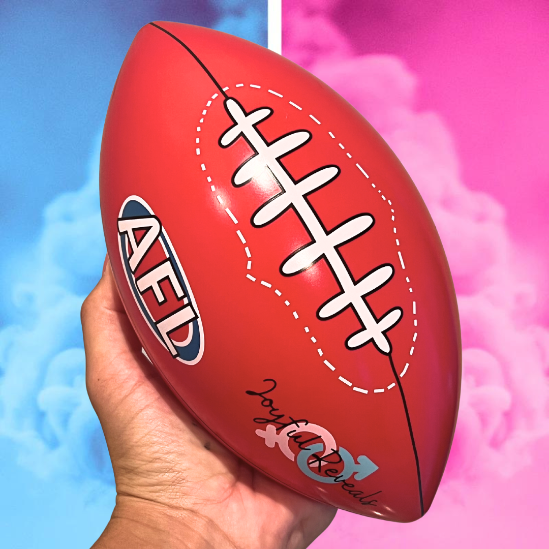 baby boy gender reveal AFL ball he or she sydney australia gender reveal idea baby girl daughter son