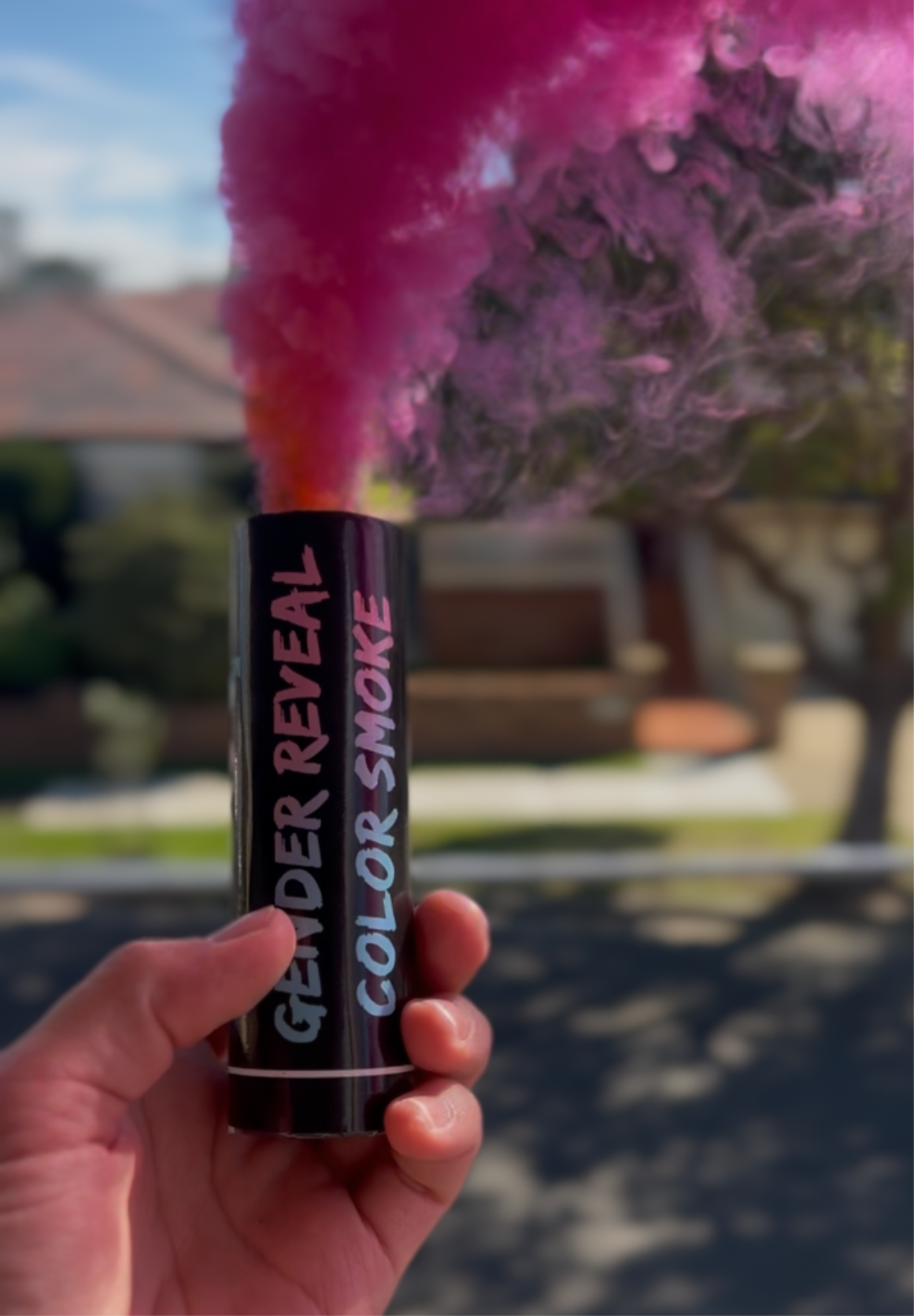 Twin Double Pack Gender Reveal Smoke Emitter Pull String Smoke Bomb Pink or Blue Outdoor Party Decoration