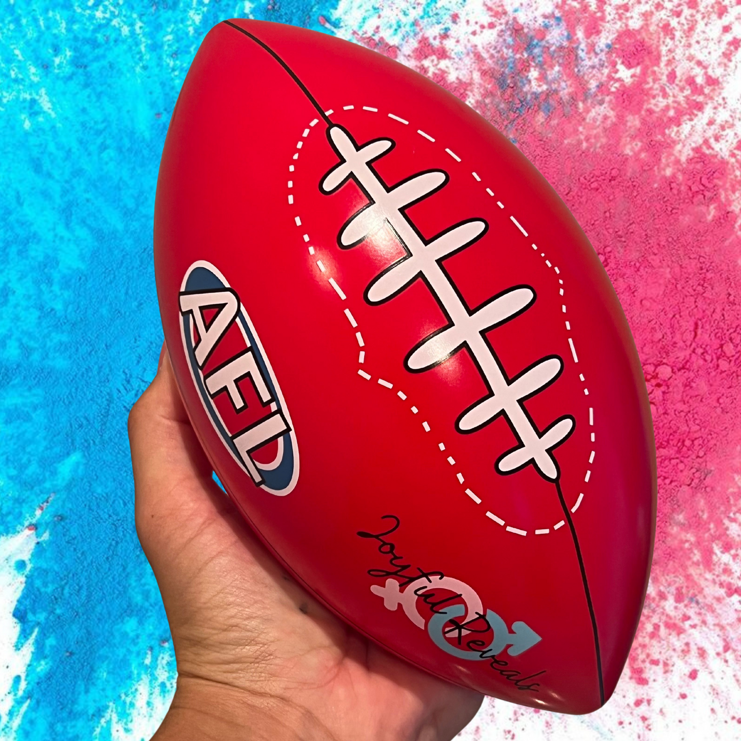 AFL Australian Football League Gender Reveal Ball Blue or Pink Powder Smoke biodegradable non-toxic gender reveal idea footy baby shower