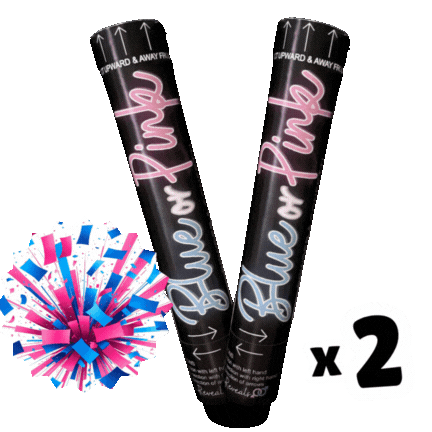 Twin Double Pack Gender Reveal Cannons – 60cm Extra Large Explosive Powder & Biodegradable Confetti (Pink/Blue) – Perfect for Boy or Girl Reveal