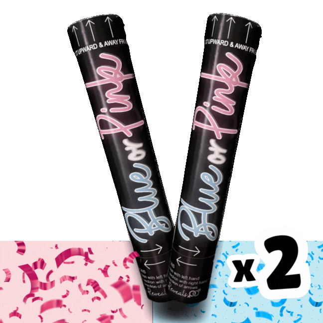 Twin Double Pack Gender Reveal Cannons – 60cm Extra Large Explosive Powder & Biodegradable Confetti (Pink/Blue) – Perfect for Boy or Girl Reveal