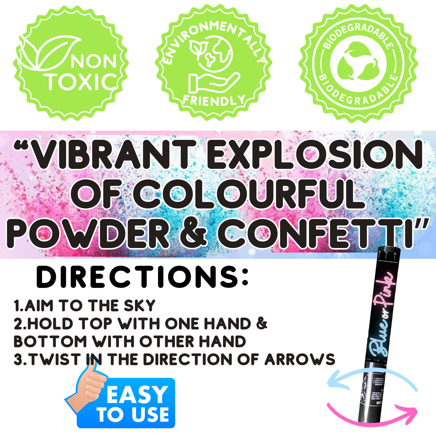 Top secret surprise secret Powder cannon holi powder cannon gender reveal cannon gender reveal powder cannon Australia gender reveal powder cannon Sydney smoke cannon gender reveal smoke cannon pink powder cannon blue powder cannon powder popper smoke popper gender reveal popper baby shower handheld cannon