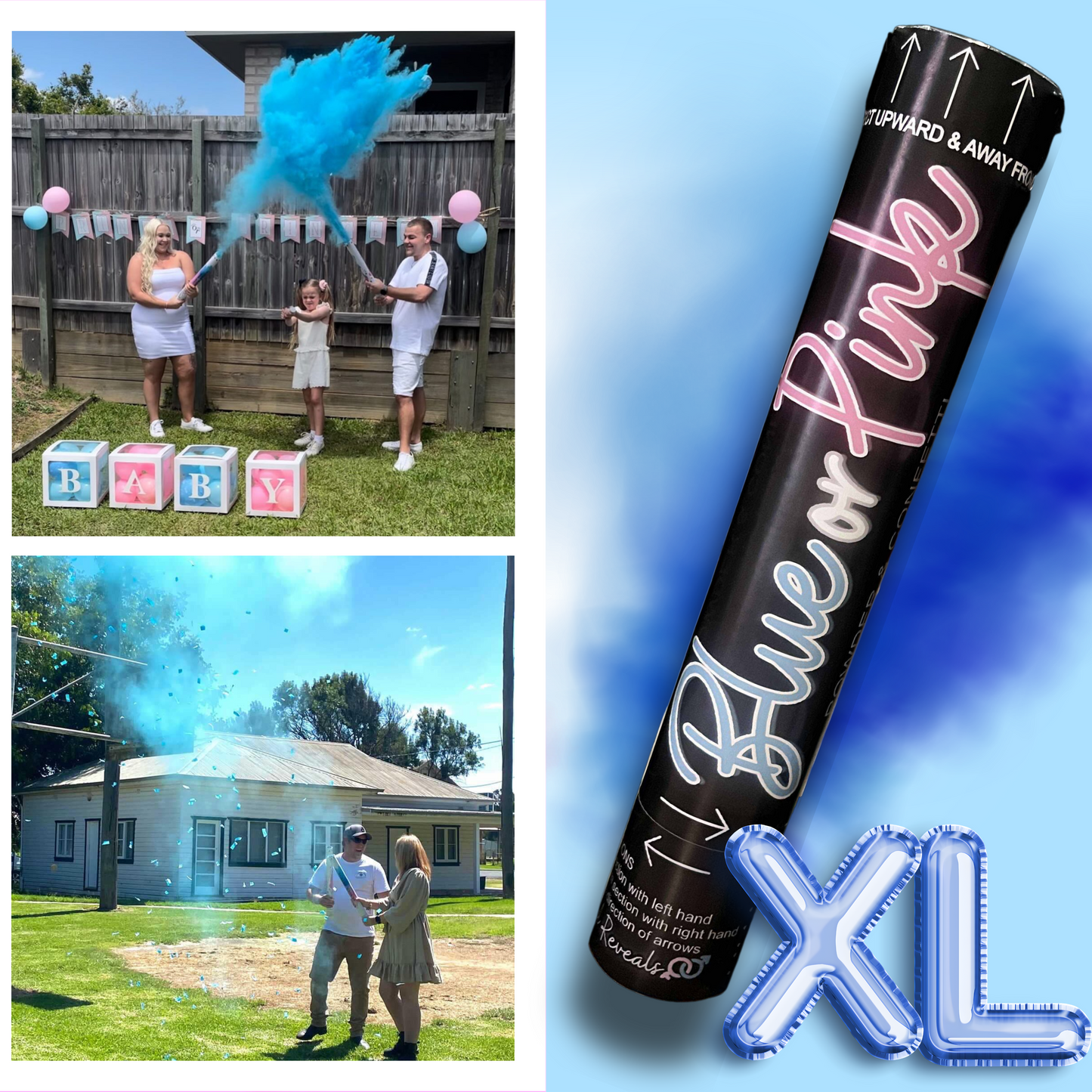 Powder cannon holi powder party popper cannon gender reveal cannon gender reveal powder cannon Australia gender reveal powder cannon Sydney smoke cannon gender reveal smoke cannon pink powder cannon blue powder cannon powder popper smoke popper gender reveal popper baby shower handheld cannon