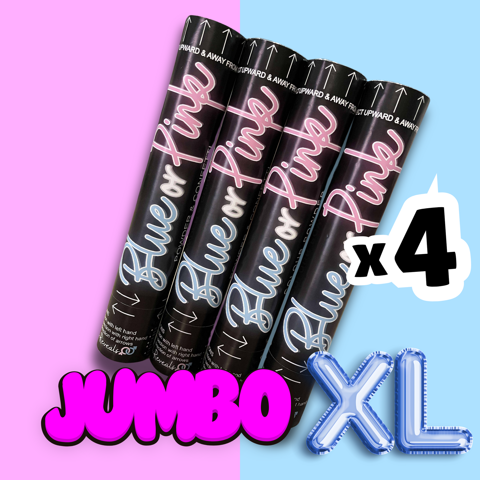 gender reveal powder and confetti cannon 60cm extra large jumbo value pack sydney australia