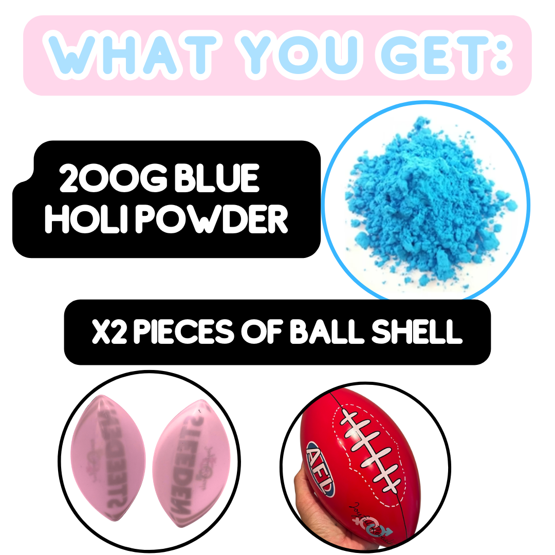 baby boy gender reveal AFL ball he or she sydney australia gender reveal idea
