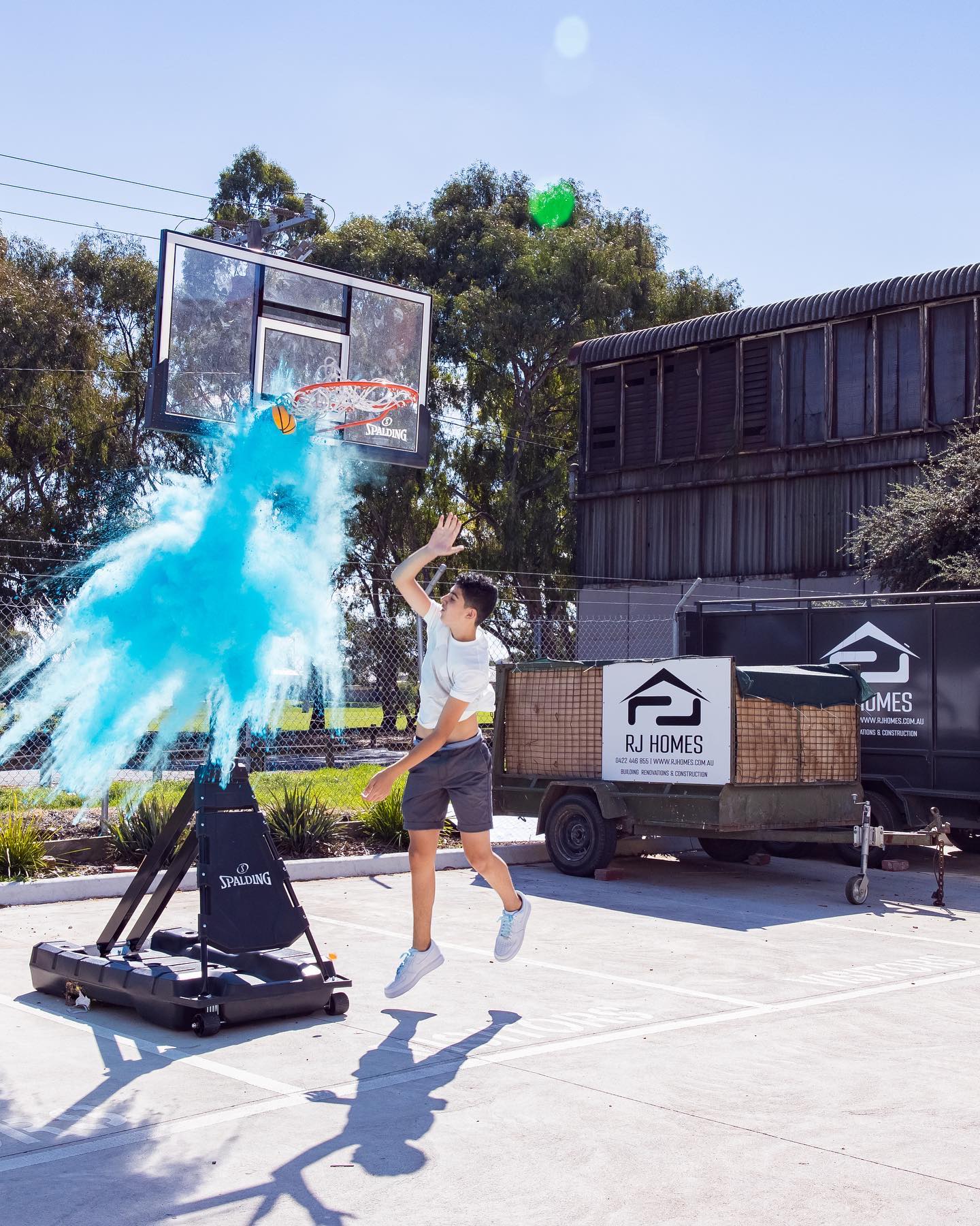 Joyful Reveals basketball gender reveal basketball dunk its a boy blue powder blue holi powder gender reveal product sydney australia