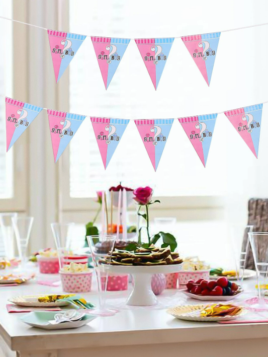 gender reveal baby bunting decorative flags blue pink baby shower