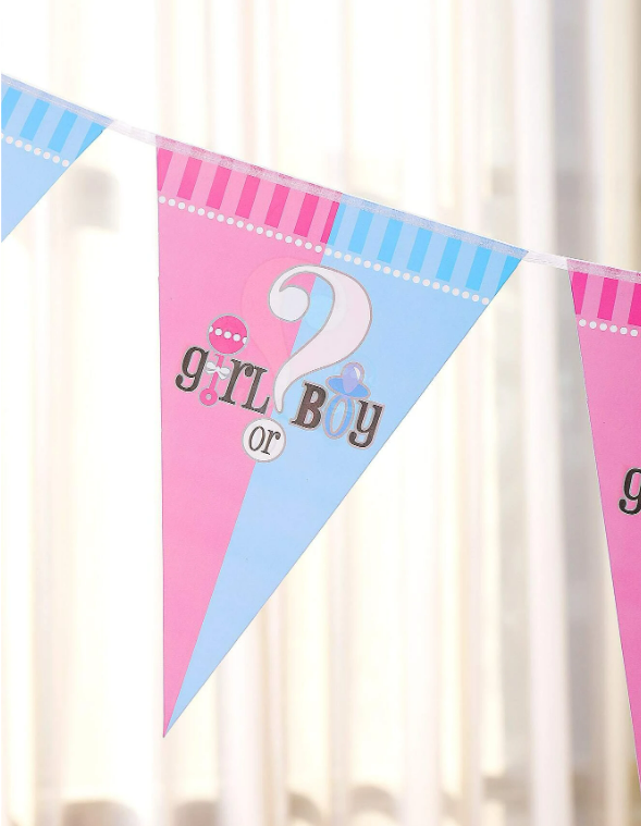 gender reveal baby bunting decorative flags blue pink baby shower
