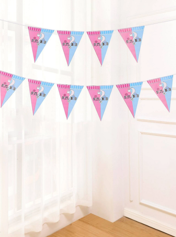 gender reveal baby bunting decorative flags blue pink baby shower