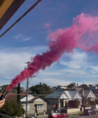 Twin Double Pack Gender Reveal Smoke Emitter Pull String Smoke Bomb Pink or Blue Outdoor Party Decoration
