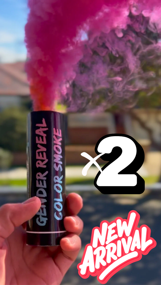 Twin Double Pack Gender Reveal Smoke Emitter Pull String Smoke Bomb Pink or Blue Outdoor Party Decoration