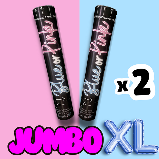 Twin Double Pack Gender Reveal Cannons – Extra Large 60cm Explosive Powder Smoke (Pink or Blue)