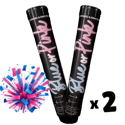 Twin Double Pack Gender Reveal Cannons – 60cm Extra Large Explosive Powder & Biodegradable Confetti (Pink/Blue) – Perfect for Boy or Girl Reveal