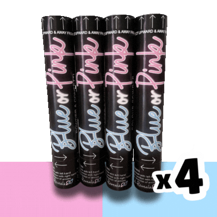 60cm Jumbo Cannon Value Bundle – 4 Extra Large Gender Reveal Powder Smoke Popper Pack (Pink or Blue)
