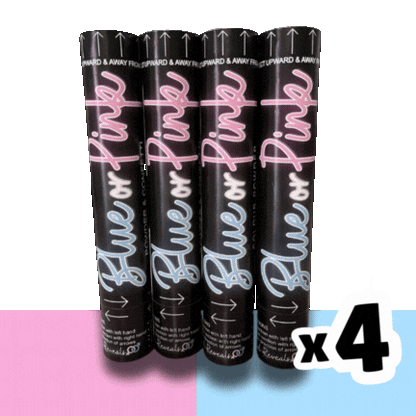 60cm Jumbo Cannon Value Bundle – 4 Extra Large Gender Reveal Powder Smoke Popper Pack (Pink or Blue)