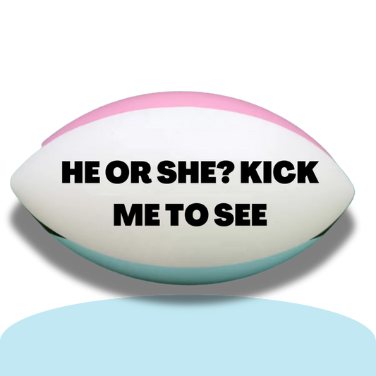 Gender Reveal Blue Rugby Ball Footy NRL Football NFL AFL League Explosive holi powder smoke It's a boy
