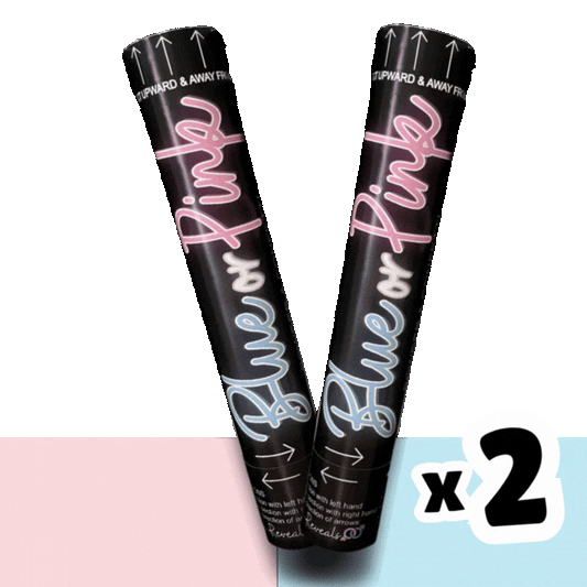 Twin Double Pack Gender Reveal Cannons – Extra Large 60cm Explosive Powder Smoke (Pink or Blue)