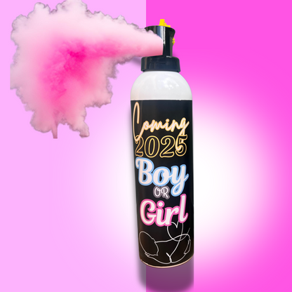 gender reveal fire extinguisher jumbo blaster smoke explosive it's a boy it's a girl pink blue baby shower gender reveal idea sydney australia
