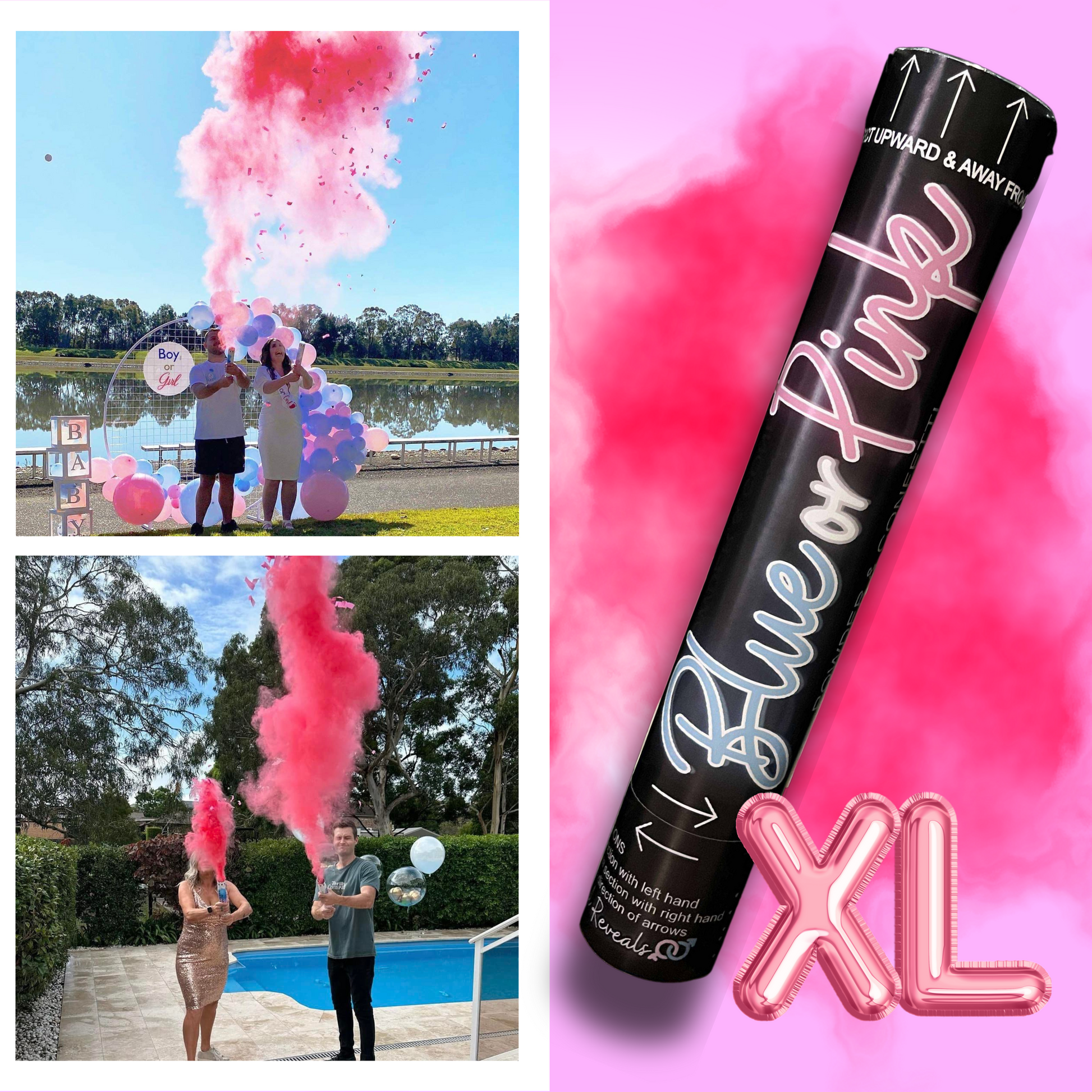 Powder cannon holi powder party popper cannon gender reveal cannon gender reveal powder cannon Australia gender reveal powder cannon Sydney smoke cannon gender reveal smoke cannon pink powder cannon blue powder cannon powder popper smoke popper gender reveal popper baby shower handheld cannon