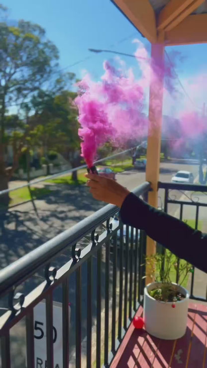 Twin Double Pack Gender Reveal Smoke Emitter Pull String Smoke Bomb Pink or Blue Outdoor Party Decoration
