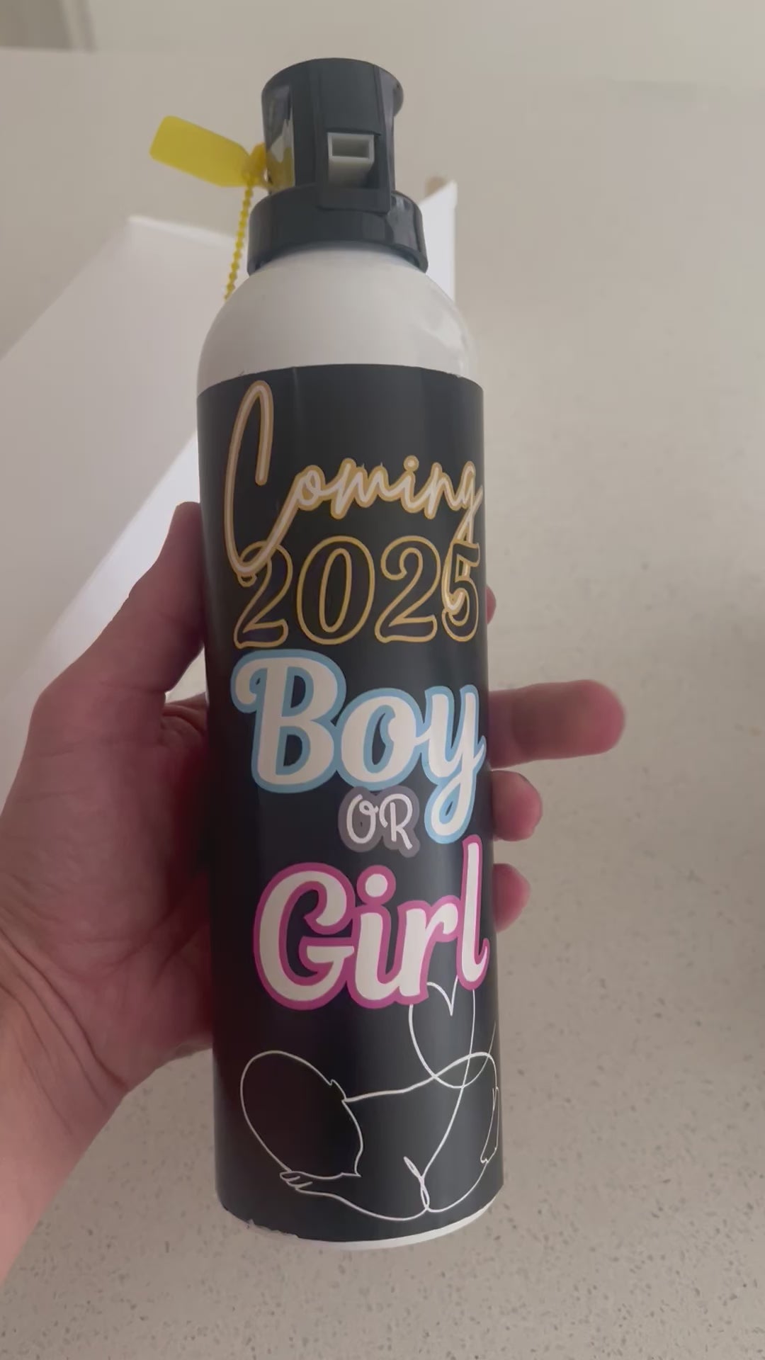 gender reveal fire extinguisher jumbo blaster smoke explosive it's a boy it's a girl pink blue baby shower gender reveal idea sydney australia