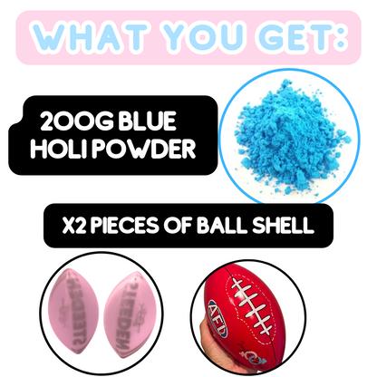 baby boy gender reveal AFL ball he or she sydney australia gender reveal idea