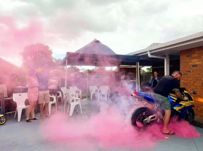 gender reveal holi powder non-toxic water soluble pink powder blue powder pink holi powder blue holi powder gender reveal australia sydney party baby shower car gender reveal car burnout car burnout reveal gender