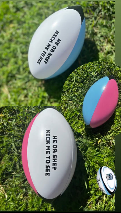 Gender Reveal Blue or Pink Rugby Ball Footy NRL Football NFL AFL League Explosive holi powder smoke