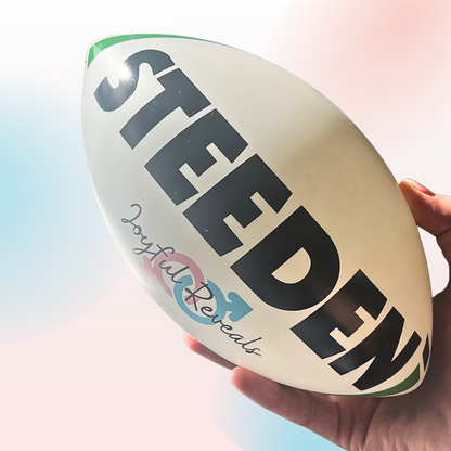 Sydney Australia smoke powder explosive rugby ball NRL league footy football gender reveal he or she boy or girl y Sydney Australia powder holi powder kit pink or blue powder DIY Joyful reveals surprise top secret AFL Pink it's a girl It's a boy blue