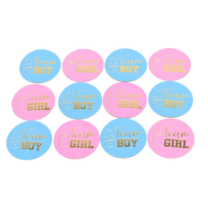 Gender Reveal Stickers Game – Team Boy or Girl? 24 Party Stickers for Baby Shower & Gender Reveal